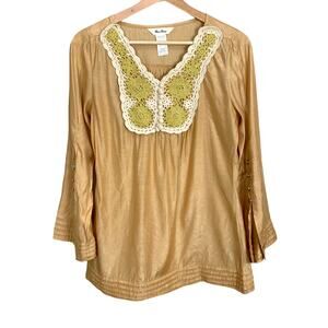 Uno Core Crochet Yoke Blouse S Small Boho Peasant Cottagecore